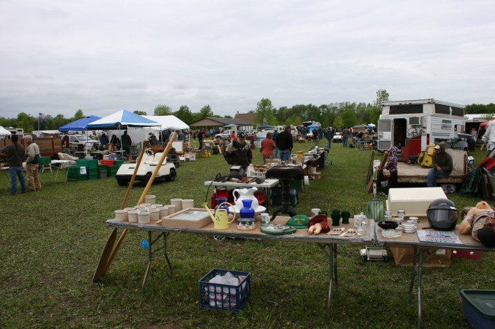 An overview of the Rice County Steam & Gas Engine Flea Market Saturday morning near Dundas.
