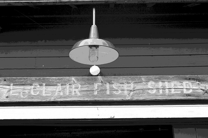 A simple fish shed sign in the fishing village.