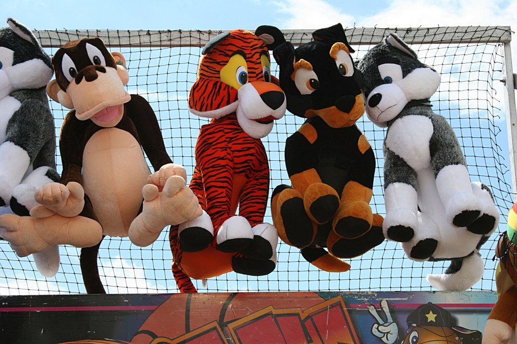 The coveted prizes hang high.