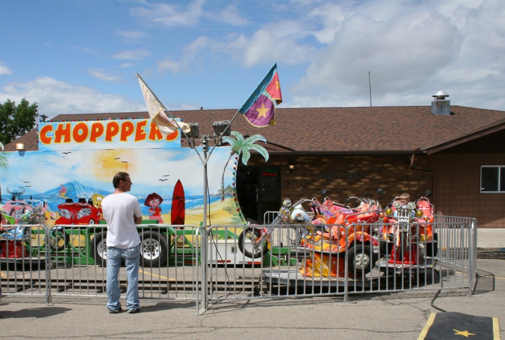 In front of the local Legion, the choppers.