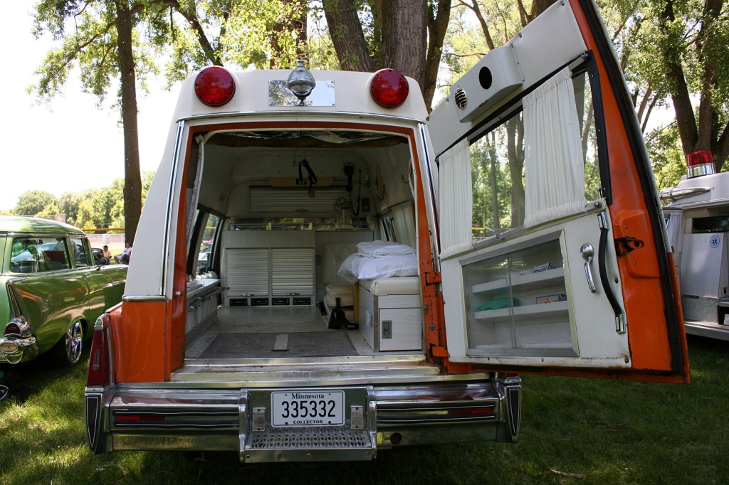 A peek inside Kurt's ambulance. At one time the funeral home in Tracy, like those in many small towns, provided ambulance service.