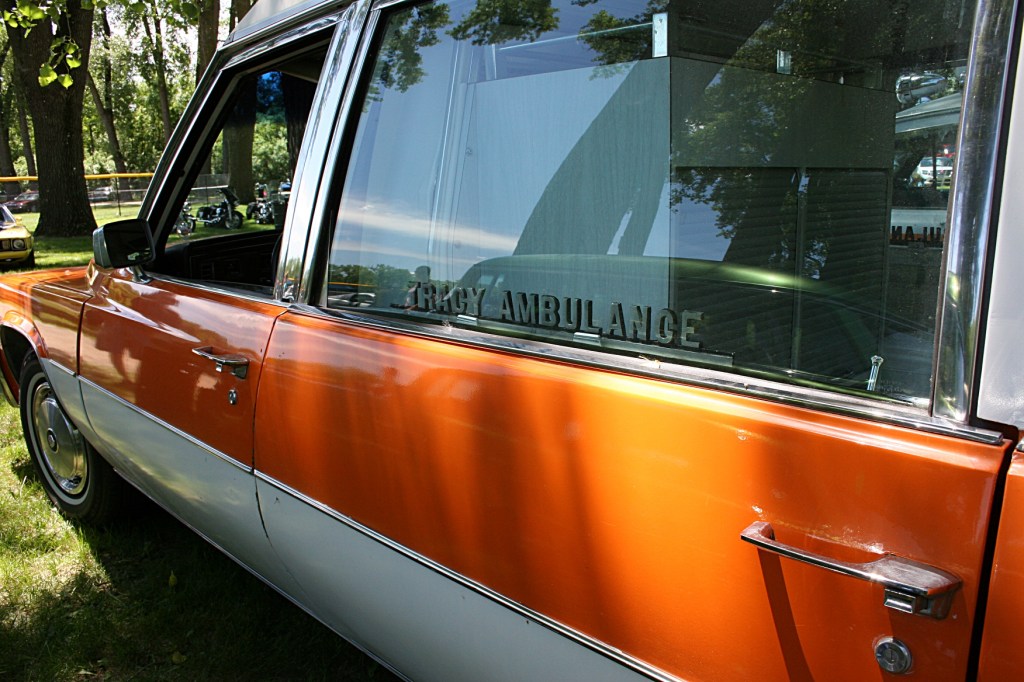 The words that caught my attention on this 1977 ambulance.