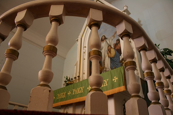 One can only imagine how many faithful kneeled at this altar railing.