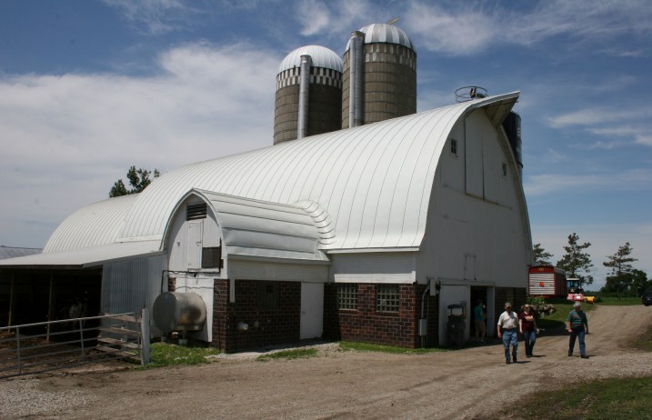 Visitors toured the barn to see the cows and calves.