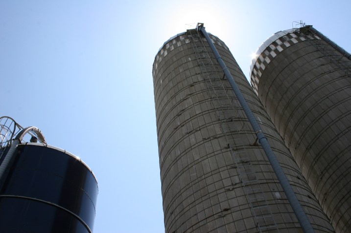 A trio of silos next to the Wegners' barn.