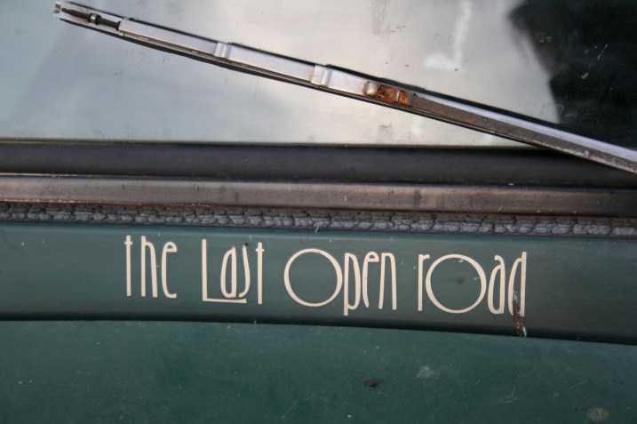 These words, the title of a book by Bert Levee, are imprinted below the windshield.