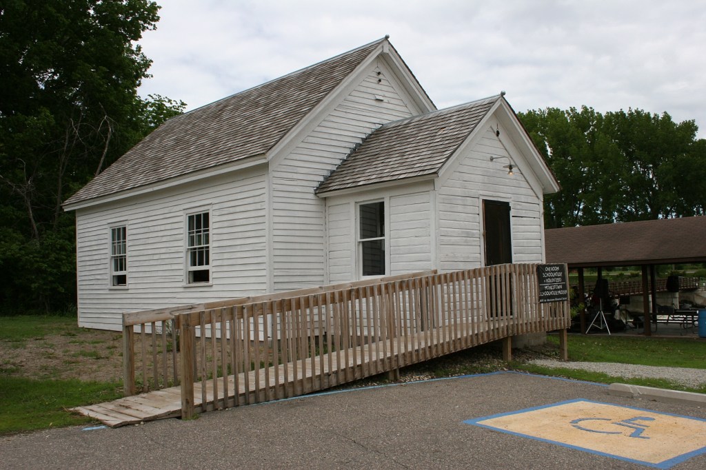The District #54 country school, built in 1870, was moved into Morristown several years ago to a site next to the old mill along the banks of the Cannon River.