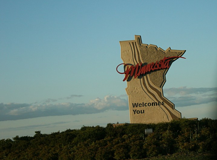 The Welcome to Minnesota sign just down the road from Gretchen and Colin's place.
