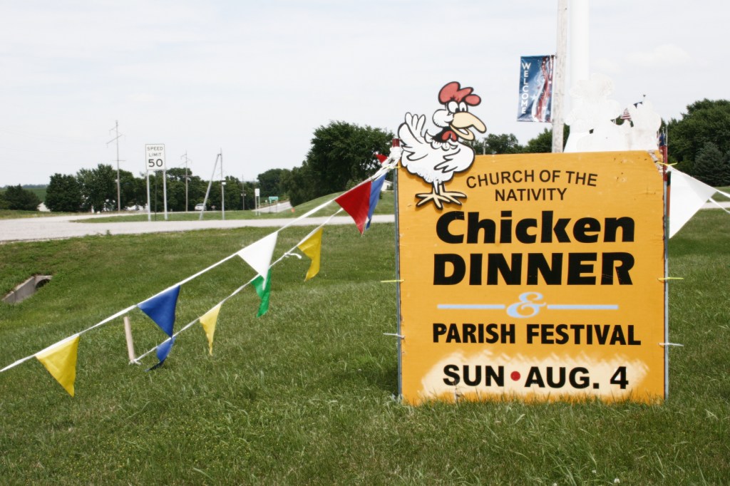 The beautiful chicken dinner sign I spotted along Minnesota Highway 99 on the edge of Cleveland.