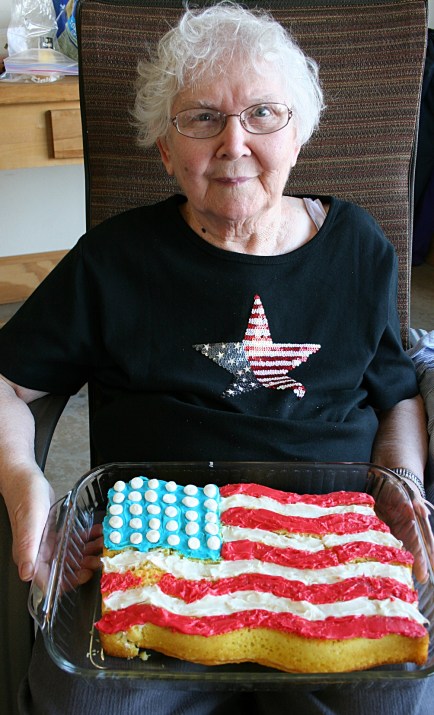 My mom, Arlene, made this flag cake. Impressive, huh?