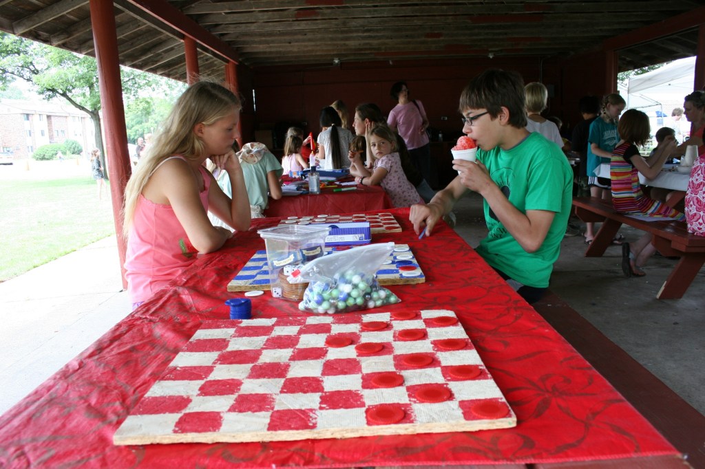 Most of the kids' activities are centered in the park shelter.