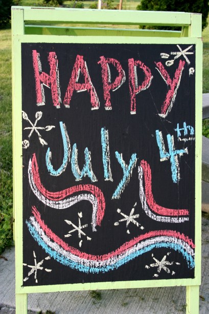 Chalk art at St. Feriole Island Gardens in Prairie du Chien, Wisconsin, along the Mississippi River.
