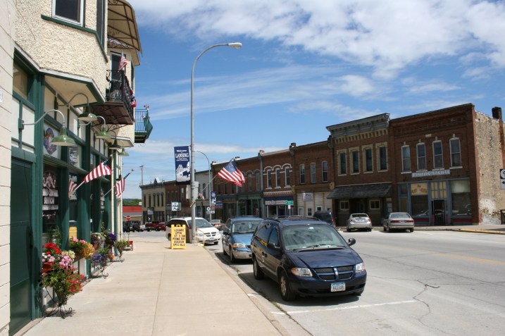 I spotted plenty of American flags in the Mississippi River town of Lansing, Iowa.