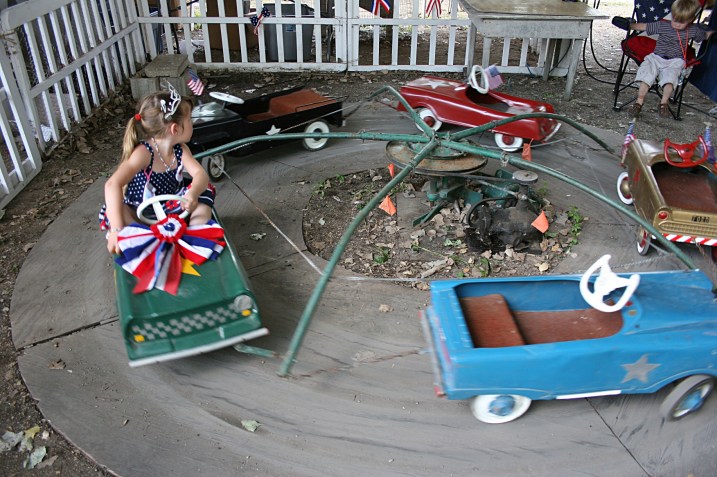 The vintage car ride for kids.