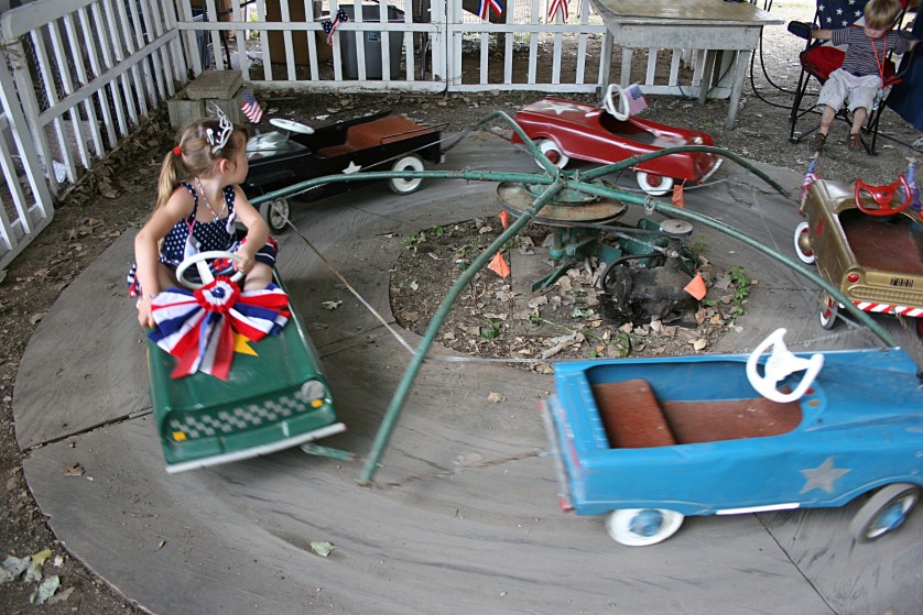 The vintage car ride for kids.