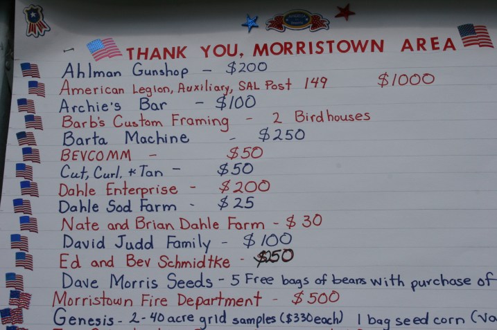 One of several lists thanking supporters.