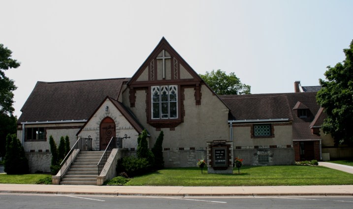 First Presbyterian Church, next to the veterans' memorial.