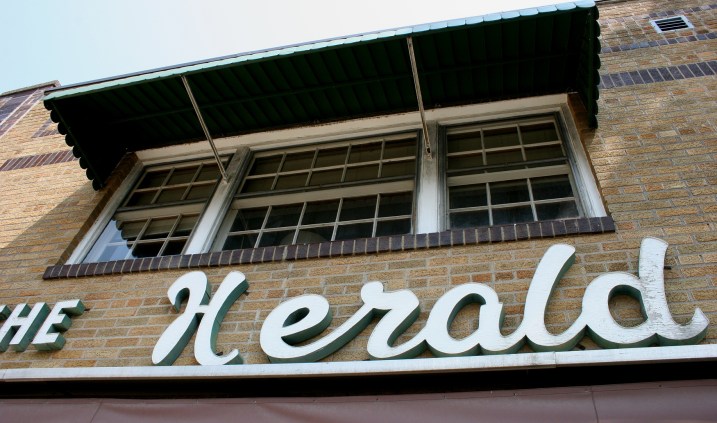Font art at the former newspaper office.