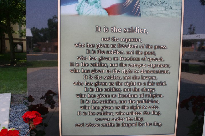 Part of the impressive vets' memorial.