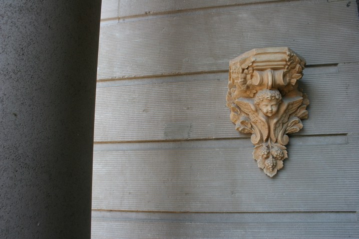 On the hotel exterior, I noted this sculpture.