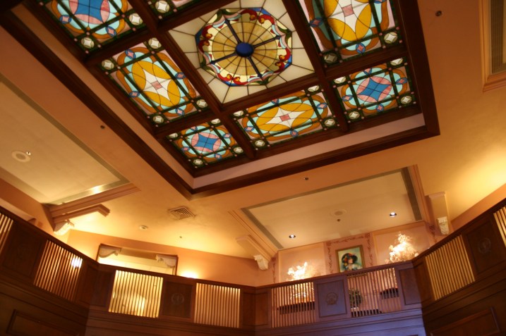 And then looking up to the beautiful stained glass above.