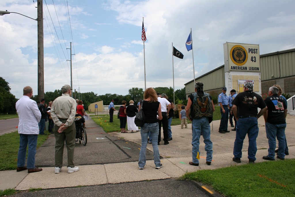 Folks begin to gather at the FrontLine Honors Ceremony at Faribault American Legion Post 43. This Sunday marked the largest attendance since the event began following 9/11.