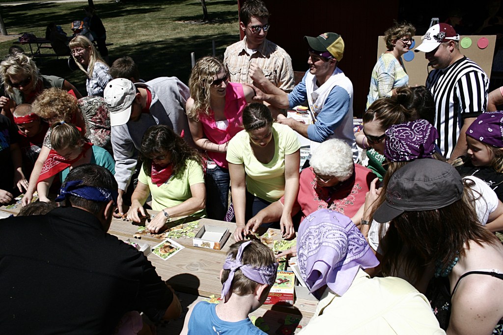 The games begin with assembling 25-piece puzzles.