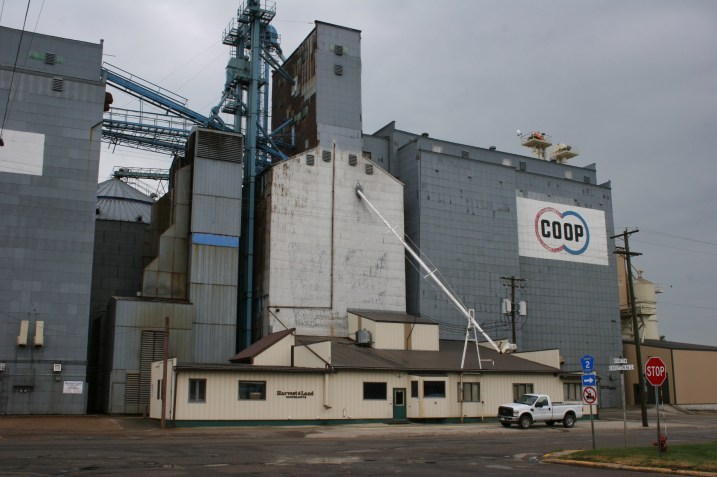 A snippet of the Harvest Land Co-op complex across the highway from the Shell station.