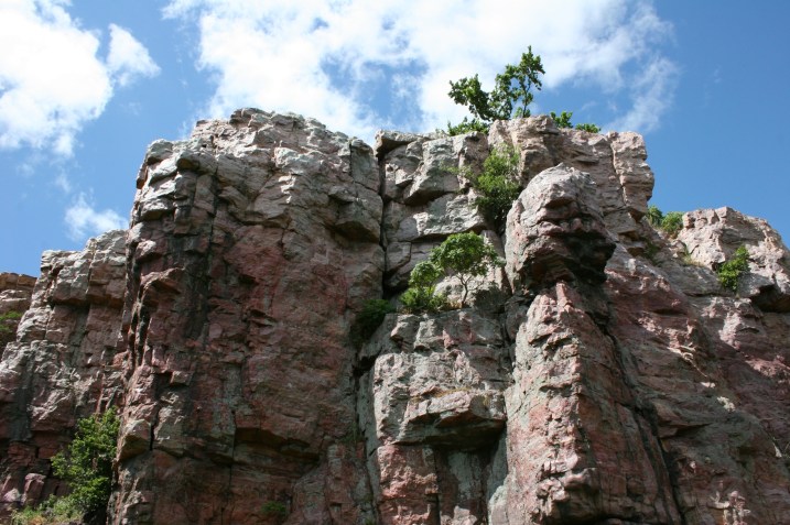 An impressive quarry wall of Sioux quartzite.