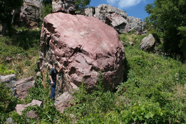 Look at the size of that Sioux quartzite rock compared to my husband.