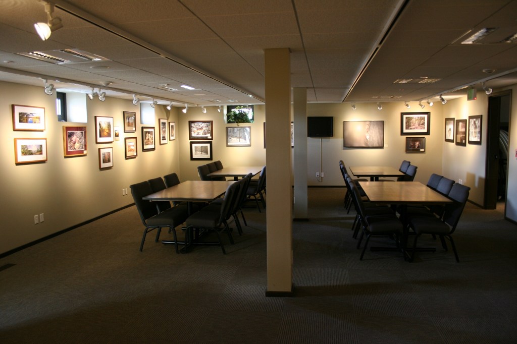 The lower level gallery, also a conference space.