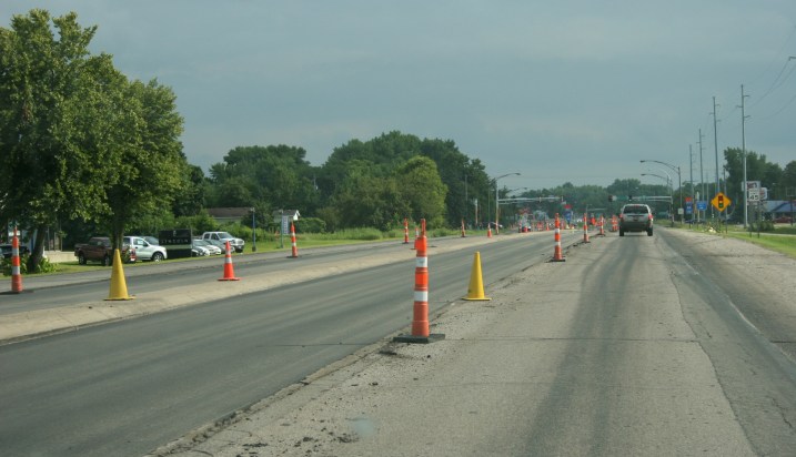 Road construction on Minnesota Highway 21 in Faribault.