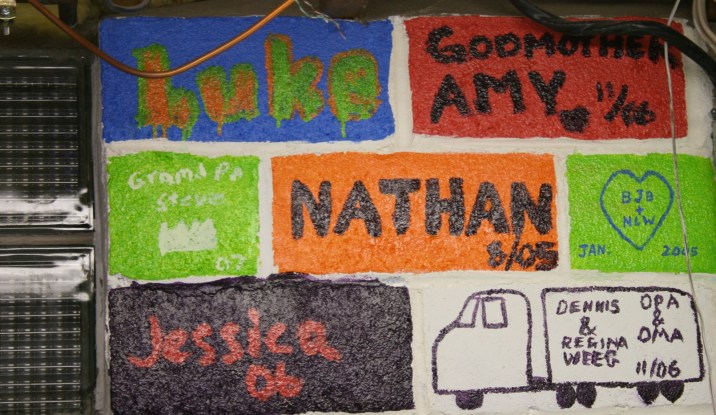 Where the project started, on the cement walls.