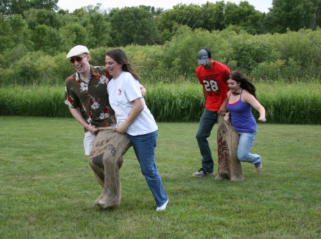 The final, ahem, leg of the race. The son and godmother were lagging way behind.