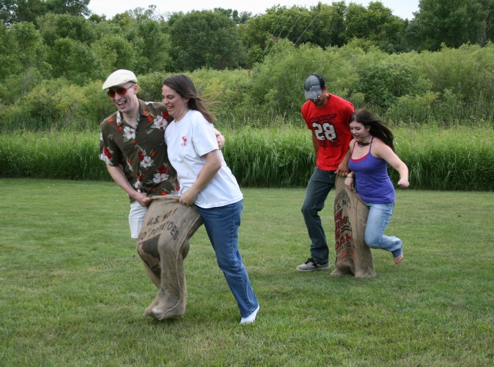 The final, ahem, leg of the race. The son and godmother were lagging way behind.