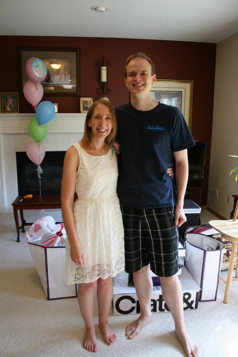 The bride-to-be with her soon-to-be husband.