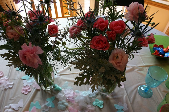 My floral designer sister Lanae created these bouquets, which include flowers that will be among the wedding flowers.