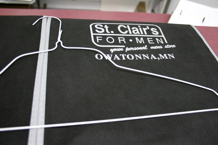 A model business motto imprinted upon a St. Clair's bag.