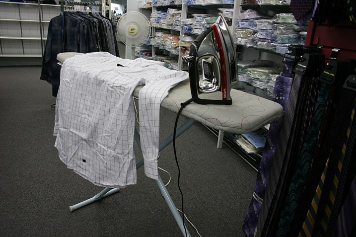 Meandering through the store, I found this iron set up in the rear. Another example of customer service.