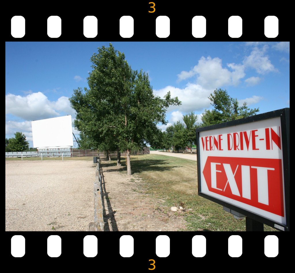 Verne Drive-In exit sign film strip