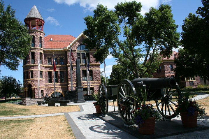 The Rock County Veterans Memorial in front of the courthouse, Luverne, Minnesota.