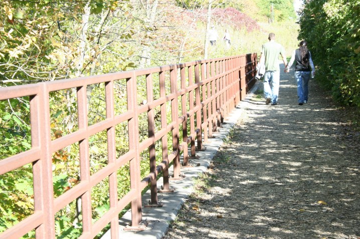 Couples and families hiked the trails through the park.