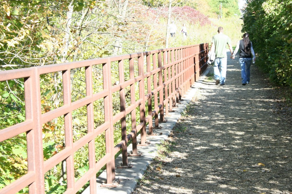 Couples and families hiked the trails through the park.
