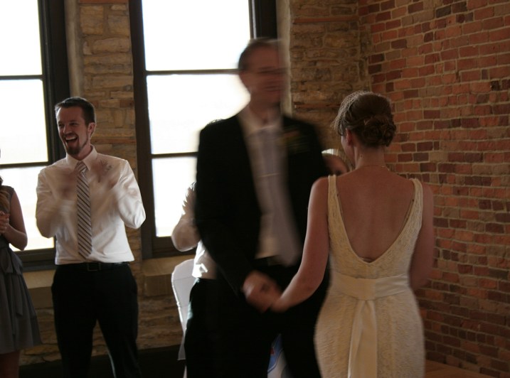 The bride was beautiful in her stunning vintage replica dress.