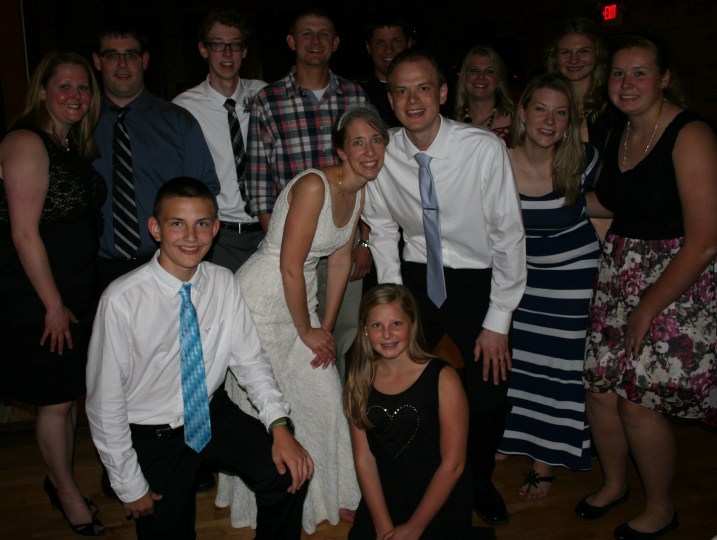 The Kletscher cousins (my side of the family) and significant others minus my daughter (who was out decorating the wedding car) and my niece Hillary, who'd already left.