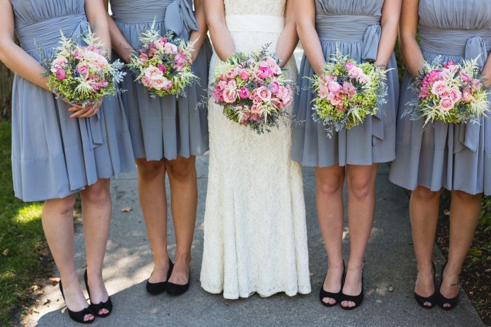 The bride and her attendants with the stunning bouquets created by my floral designer sister, Lanae Feser of Waseca Floral. Photo by and courtesy of Rochelle Louise Photography.