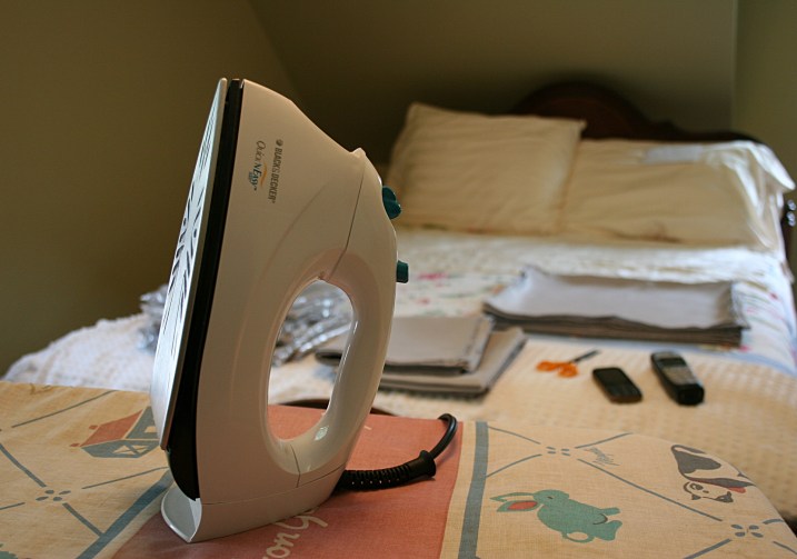 Only 115 chair sashes and napkins to iron.