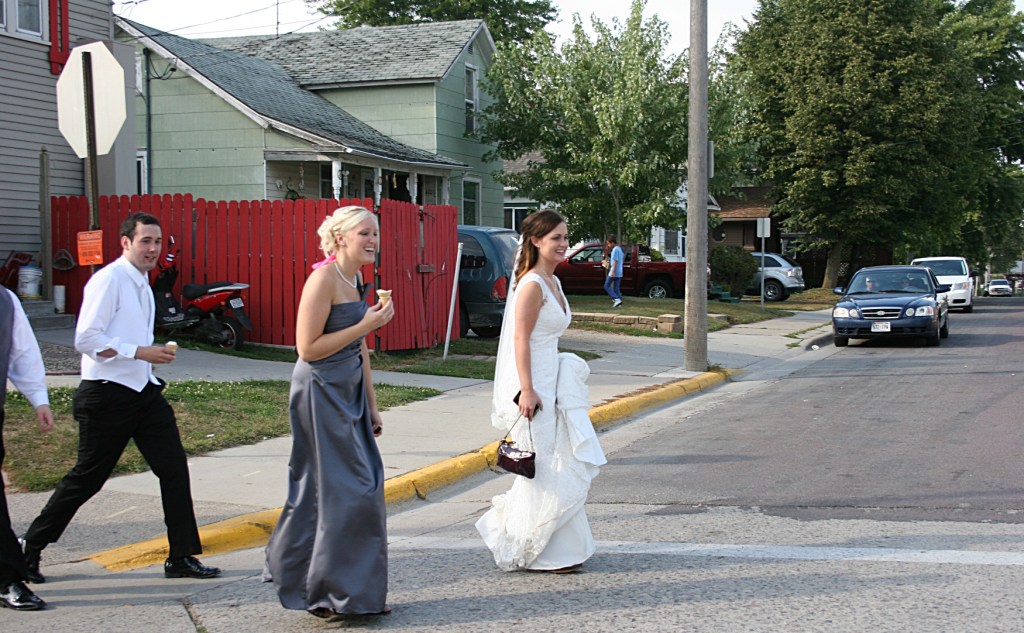 Instead of bar hopping, this bridal party stopped at an Owatonna ice cream shop for sweet treats. I captured this scene as my husband and I were leaving the downtown area.