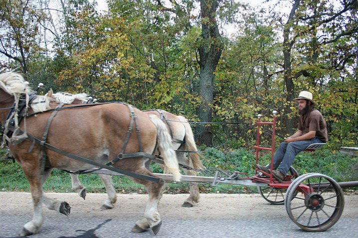 A close-up taken while passing by the Amish man.