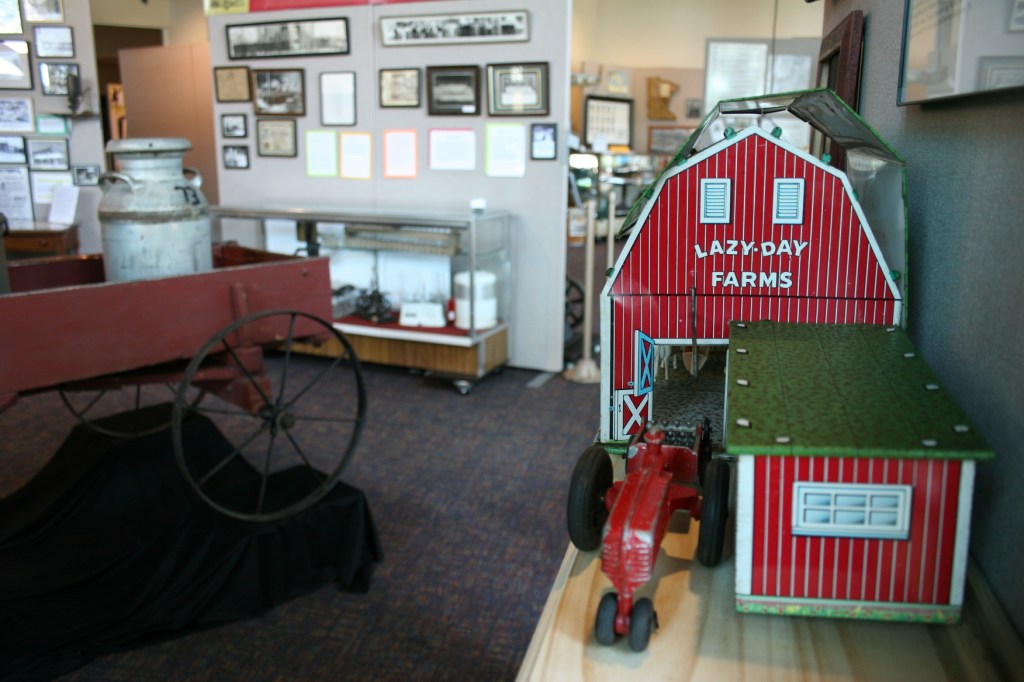 This tin toy barn, right, caught my eye. I've never seen one prior to this. The exhibit also features an incredible handcrafted replica of a barn.